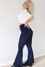 Load image into Gallery viewer, Navy Velvet Bell Bottoms
