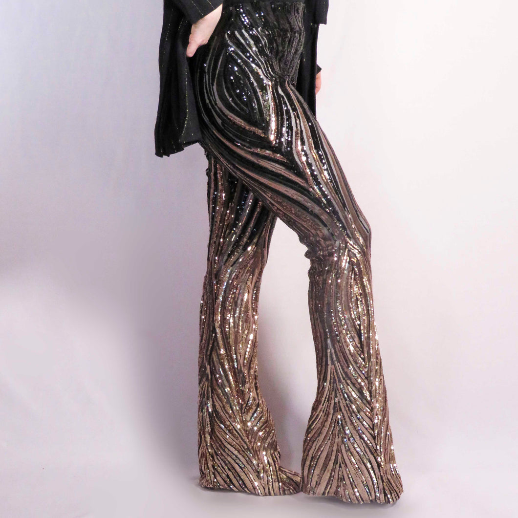Palace of Versailles - Gold and Black sequined bell bottoms - Retro Brat